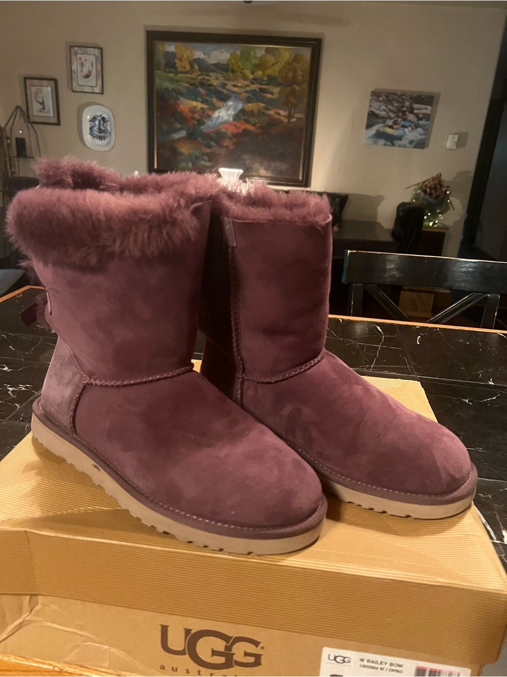 UGG Short Shearling Boots in Plum Suede